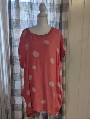 Puro Lino Made In Italy Polka Dot Orange Dress